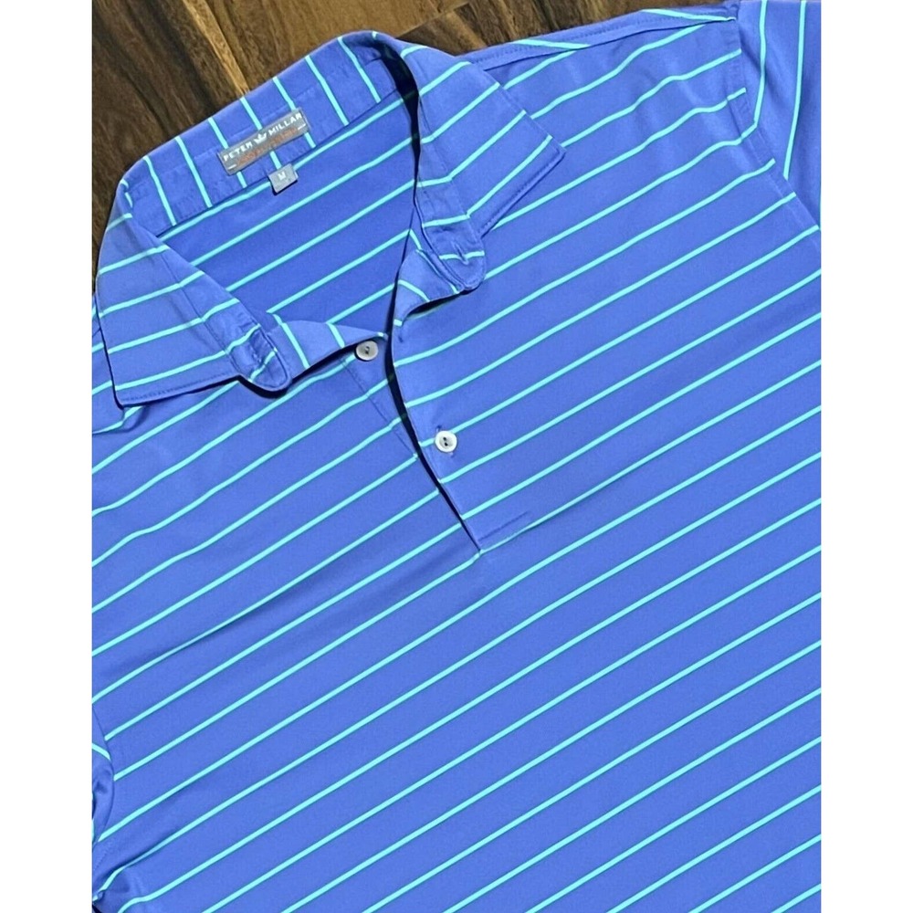 Peter Millar Summer Comfort Green/Blue Striped Polo Men's Size M